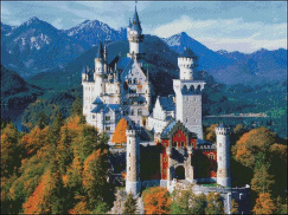 Online Stickerei Kreuzstich Kits Hand Handwerk 14 ct DMC DIY Kunst Handgefertigten Dekor Schloss Neuschwanstein 2