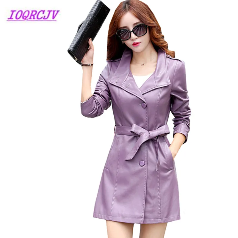 

Spring Autumn High-end Leather Coat Women Medium length Standing collar Leather clothing Long-sleeved Jacket Plus size 5XL B037