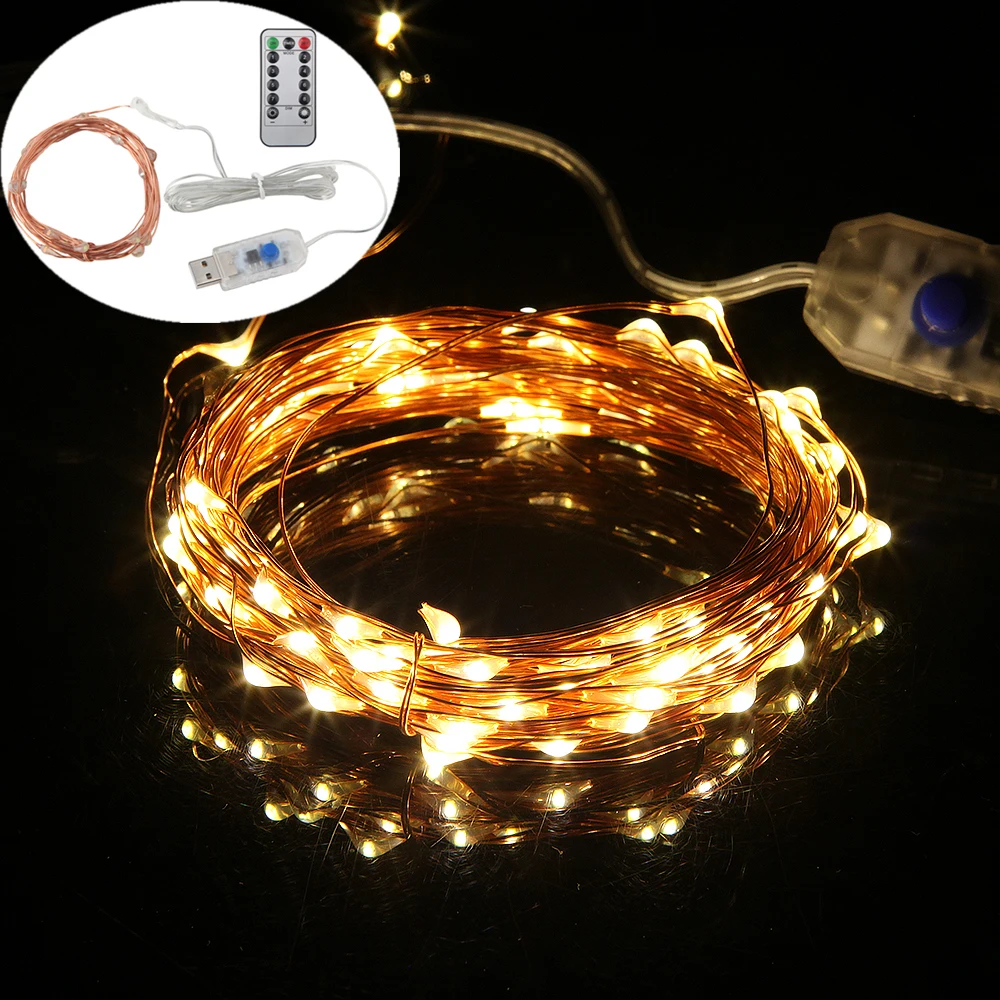 

5M/10M USB Led String Lights with Timing Function Copper Wire Fairy Light for Wedding Xmas Christmas Holiday Bedroom Decoration