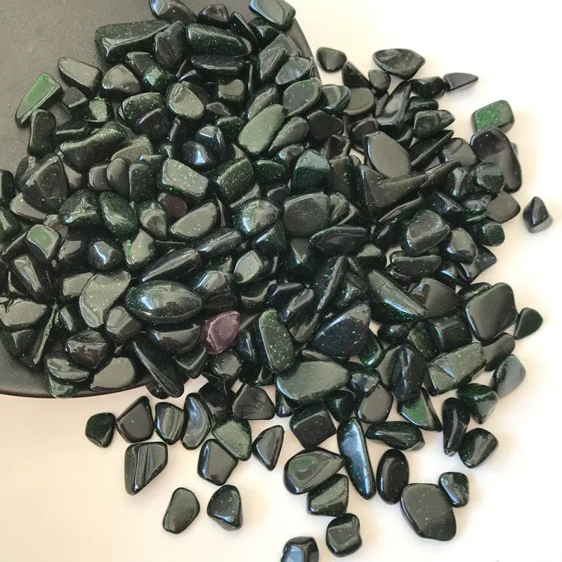 Drop Shipping 50g 3 Size Natural Green Sand Goldstone Tumbled Stones