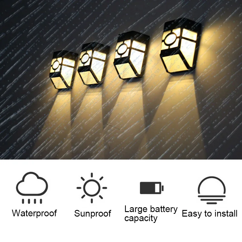 Vintage Solar Powered Wall Mount LED Light Outdoor Garden Path Landscape Yard Lamp Dropshipping