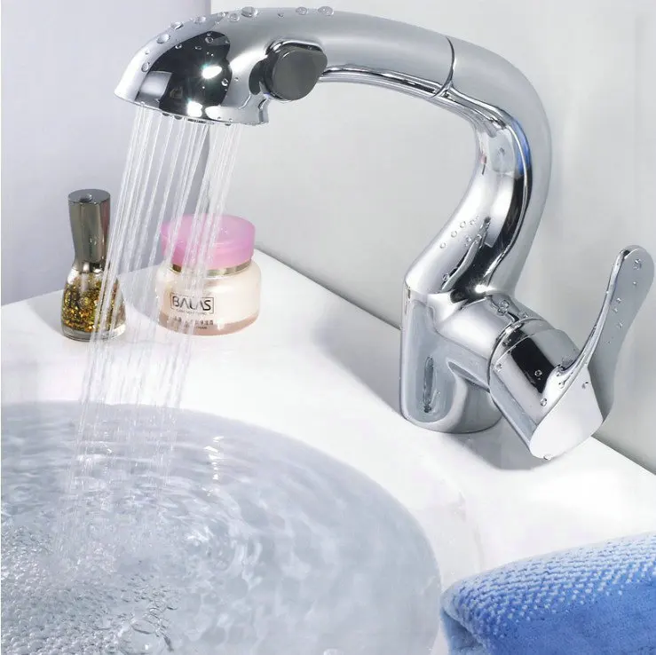 2function pull out bathroom faucet spray out stream water saving faucet