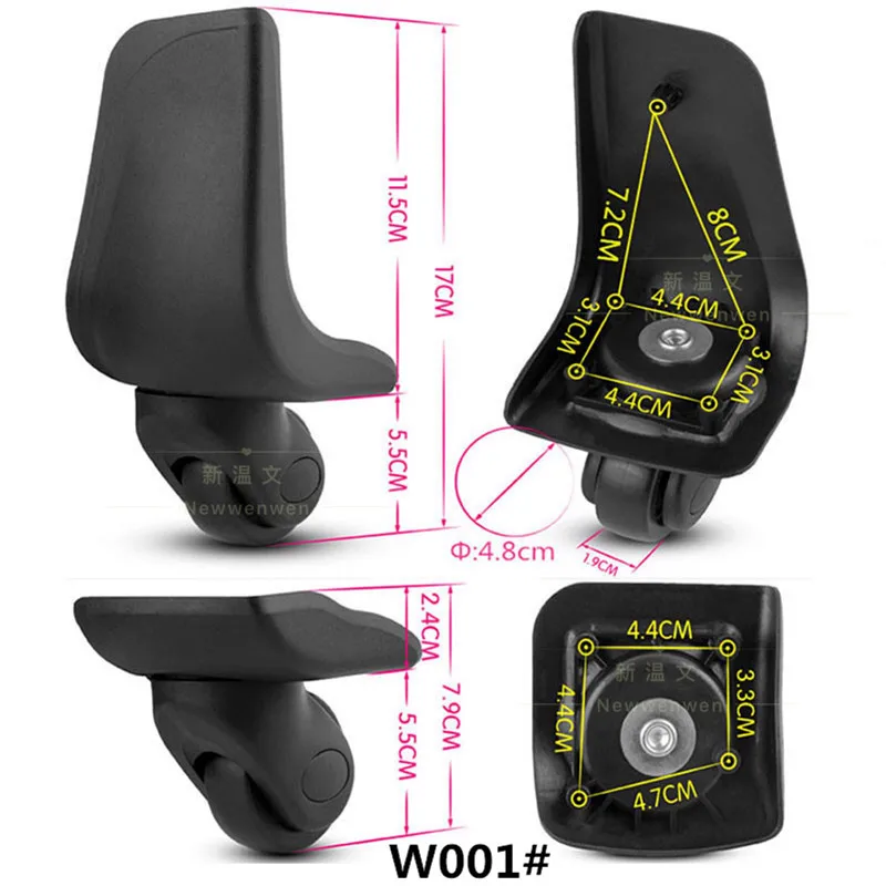 Сменные багажные колеса, аксессуары для тележки, ремонт, багажное колесо для путешествий, 360 Спиннер, колеса для чемоданов W001 - Цвет: Front and Rear set