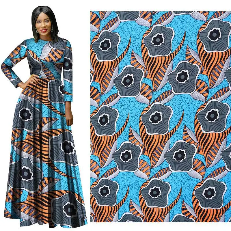 

Spring 2019 New Full Polyester Printed Cloth with Thick Pattern 112-114 Width sewing fabric african super wax hollandais