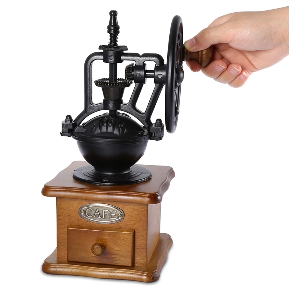 Retro Style Burr Coffee Grinder Manual Hand Coffee Maker Burr Corn Mill
