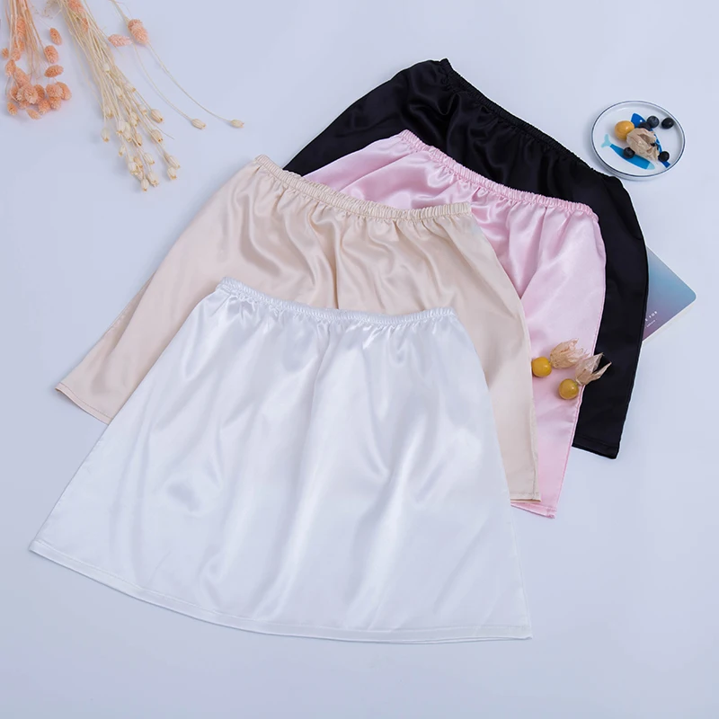 Ladies Faux Silk Satin Half Underskirt Petticoat Under Dress Half Slips Safety Smooth Thin Prevent Wardrobe Malfunction 038-655