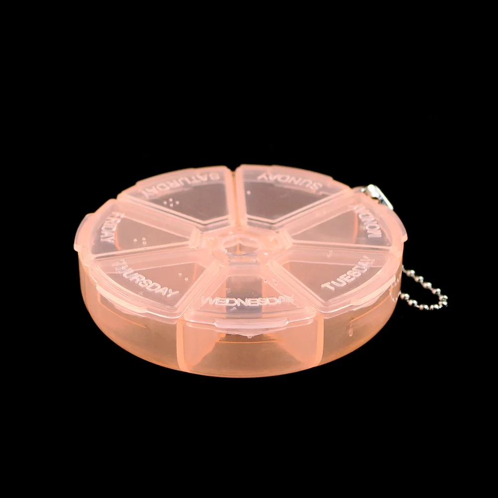 WLYeeS 7 сеток круглая пустая коробка прозрачная для украшений бисер Обрезка Чехол Органайзер кольцо серьги ожерелье аксессуары инструменты коробка - Цвет: Оранжевый