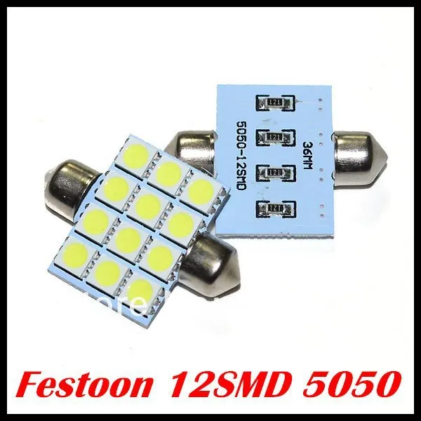 Wholesale 100pcs/lot  festoon 12smd 5050 led 36MM 39MM 41MM C5W Interior Festoon led dome light car LED Bulb auto led lamp