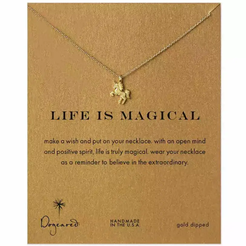 

Collares Vintage Unicorn Necklace Women Gold Plated Horse Pendant Clavicle Chain Life Is Magical Statement Choker Necklaces