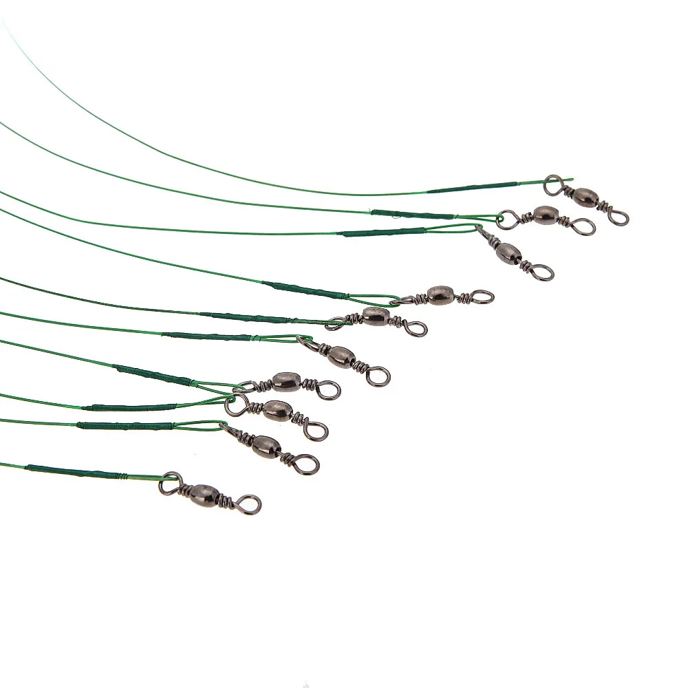 10 шт./лот, рыболовные проволочные поводки, рыболовные приманки, поводок, леска, Спиннер с поворотом для ловли карпа, рыболовные принадлежности