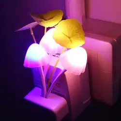 Романтический Красочные LED 110-220 В 3 светодиода гриб ночник кровать лампы Главная Подсветка Датчик автоматического запуска ЕС США Plug