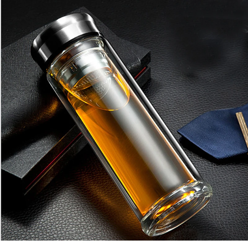 

High Quality Double glass Coffee Mug My Water Bottle for glass Water Cup Tumbler Cups Business Office Drinking tea mugs Filter