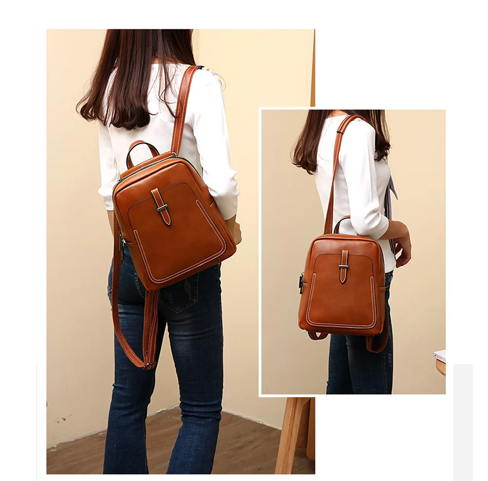 Zency праздничный женский рюкзак натуральная кожа женская повседневная дорожная сумка модный коричневый ранец стиль преппи школьная сумка для девочки
