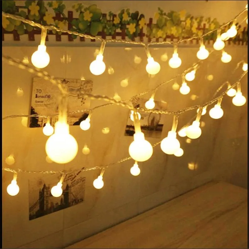 

220/110V 10M 50LED Cherry Ball String Lights Holiday Wedding Christmas Outdoor Garland Home Decoration Night lamp Fairy Lights