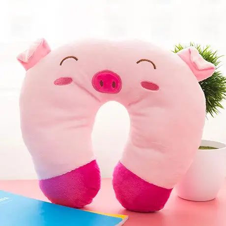 Новая милая детская подушка U профильный подголовник мультяшный дизайн детская подушка для шеи протектор для путешествий игрушки для детей 1 года до года HB - Цвет: Pig