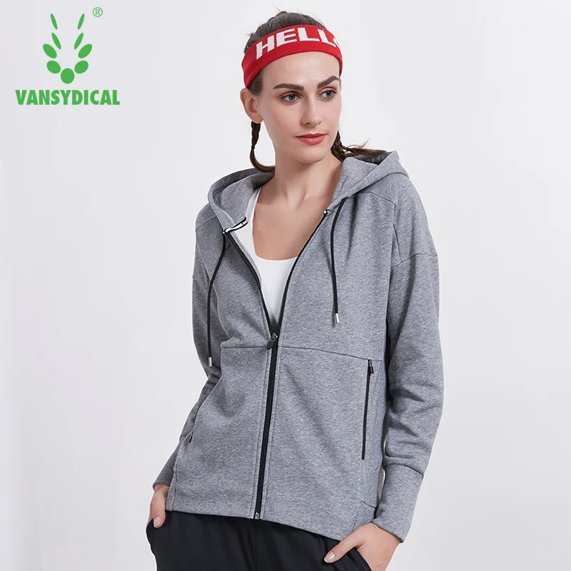 

Vansydical Winter Sports Hoodies Running Yoga Jackets Women's Zipper Breathable Fitness Workout Windproof Sportswear