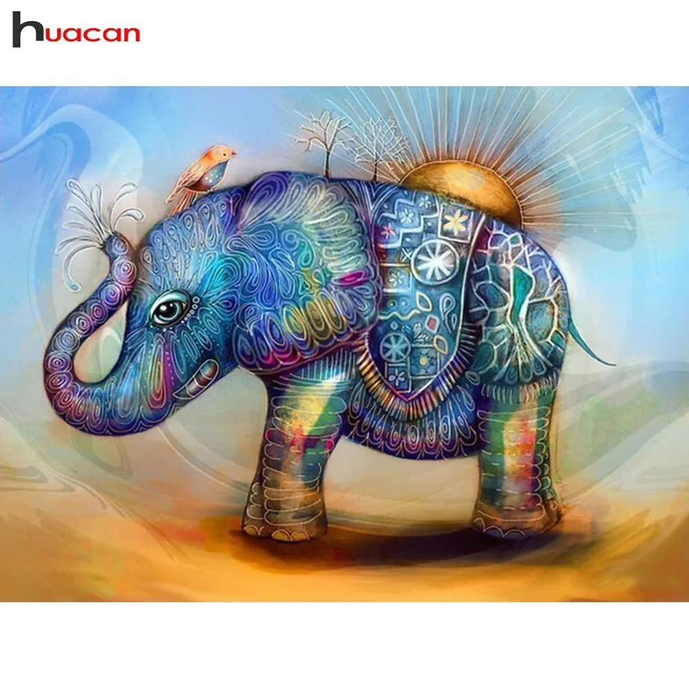 

HUACAN Diamond Painting Colorful Elephant Full Square Diamond Embroidery Cross Stitch Rhinestone Mosaic Painting Decor Gift
