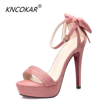 

KNCOKAR2018 In the summer, the new waterproof platform and the black high-heeled shoes with the toe of the shoe