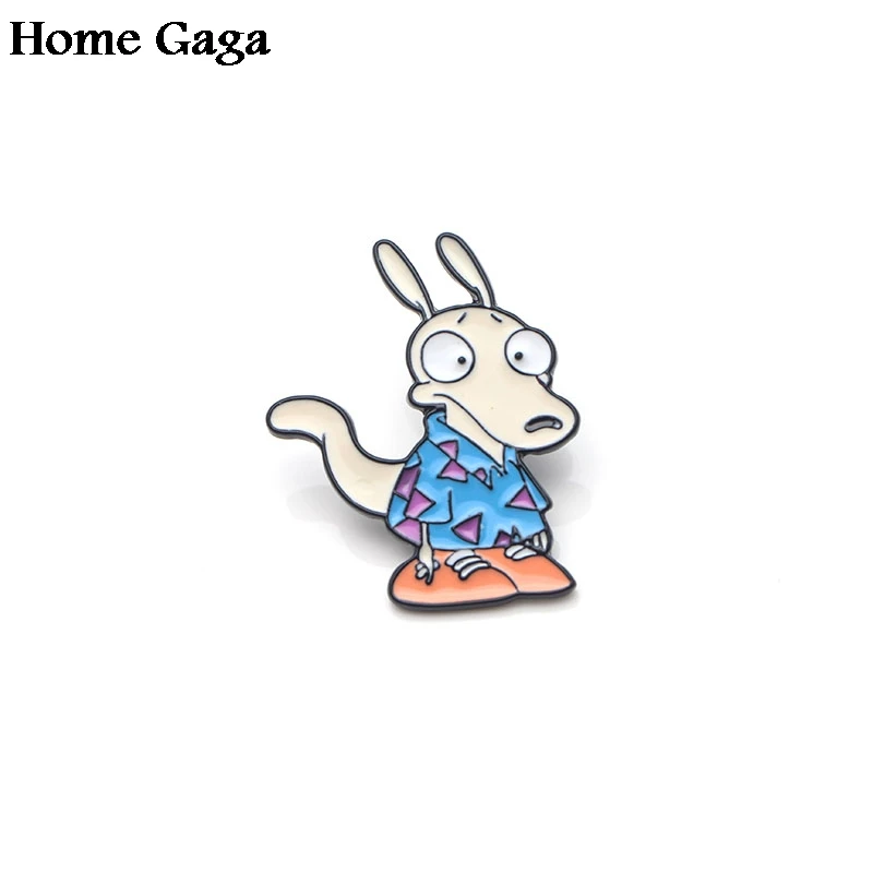 Homegaga Rocko современная жизнь рок-Цинковый галстук мультфильм булавки броши для рюкзака, одежды для мужчин и женщин шляпа Декоративные значки медаль D1328