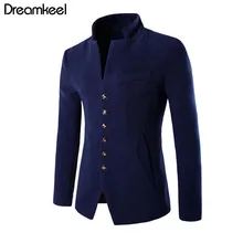 2019 модный мужской костюм, красивый повседневный костюм, куртка с воротником-стойкой, однотонный костюм, пальто для весны и зимы, плюс размер,...(China)