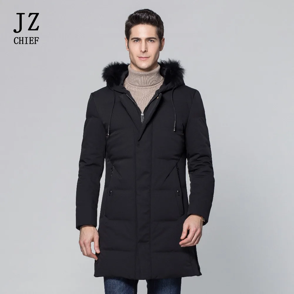 JZ CHIEF White Duck Down Jacket With Fox Fur Hood Collar