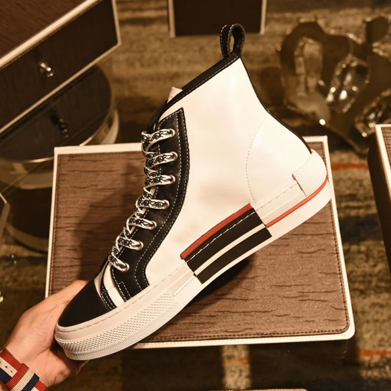 

Best Quality Men's Skateboarding Shoes Genuine Leather Canvas Sport Shoes For Male Casual Fashion Sneakers Luxury Brand