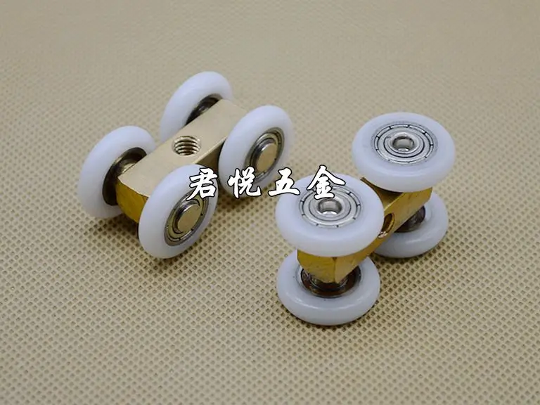 Shower room pulley bathroom glass sliding door pulley partition sliding door hanging round broadened brasen wheels shower room