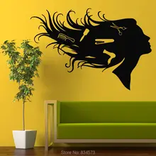 Fille Peigne De Coiffure Cheveux Beauté Salon Mur Art Autocollant Sticker Décoration Décor Papier Peint Amovible Sticker Autocollant 57×84 cm