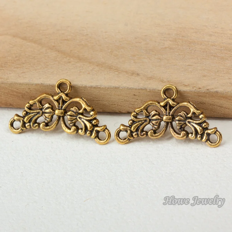 60pcs Vintage Flower connector Antique Gold Fit Bracelets Necklace DIY