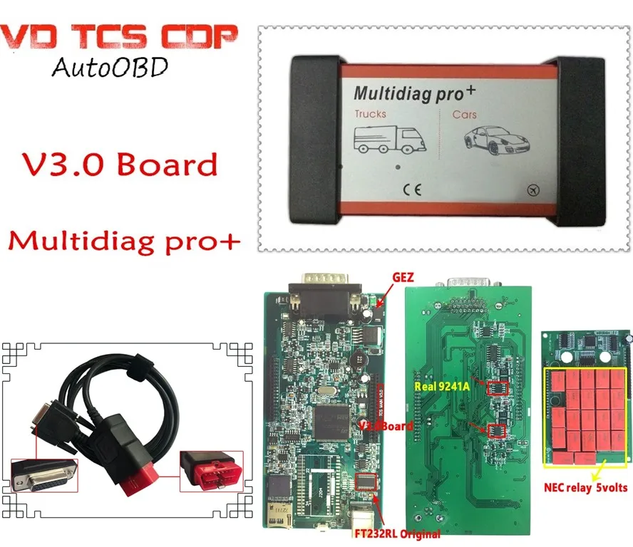 DHL бесплатно(6 шт) Multidiag Pro+ V3.0 зеленая плата такая же, как VD TCS CDP pro,3 с Keygen сканер Muti-diag Pro - Цвет: no Bluetooth