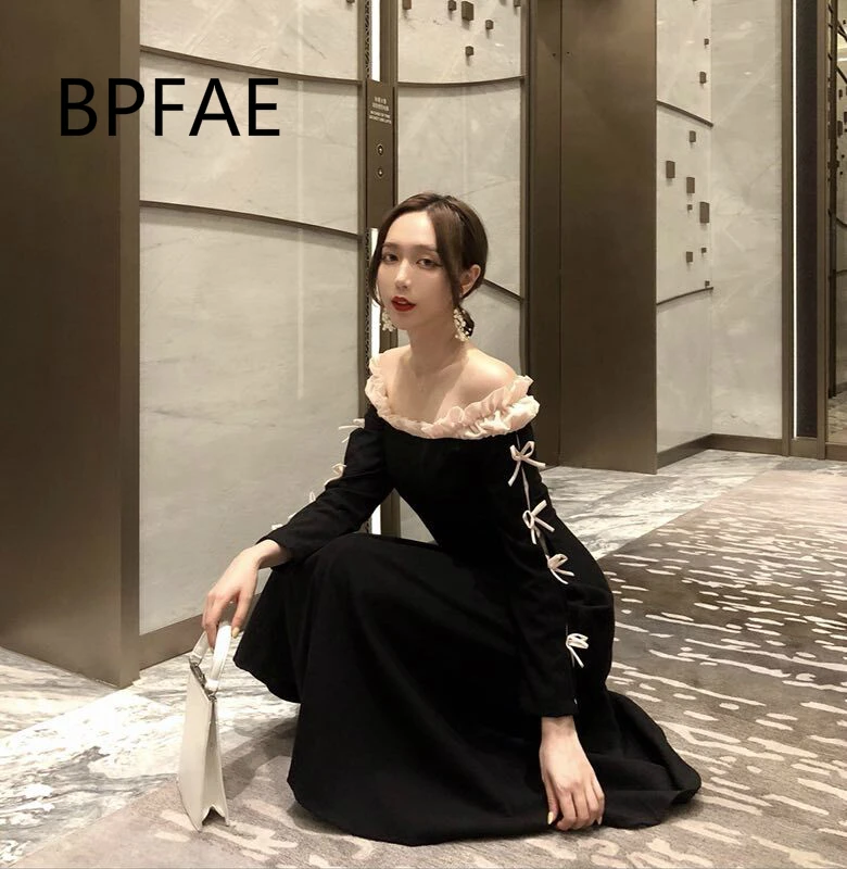 BPFAE весеннее платье для женщин 2019 Лолита милое с оборками открытыми плечами и