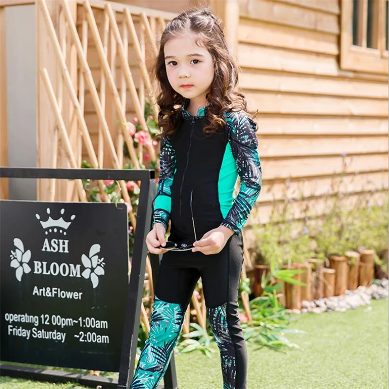 

Children one-piece swimsuit for kids girl 2019 new style beach surfing clothes long sleeve bathing suit swimwear plus size 4xl