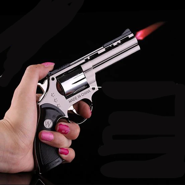 Windproof Cigarette Cigar Lighter With Holster Pistol Gun Revolver