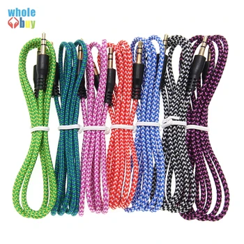 

300pcs/lot Auxiliary Car Cable 1m 3.5mm Male To Male Cable Cord Stereo Audio Cable Braided Cable for TV Computers CD Players MP3