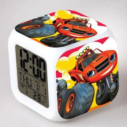 Blaze and Monster Machines светодиодный цифровой будильник часы reloj despertador de cateceira horloge digitale детские игрушки подарки - Цвет: Коричневый