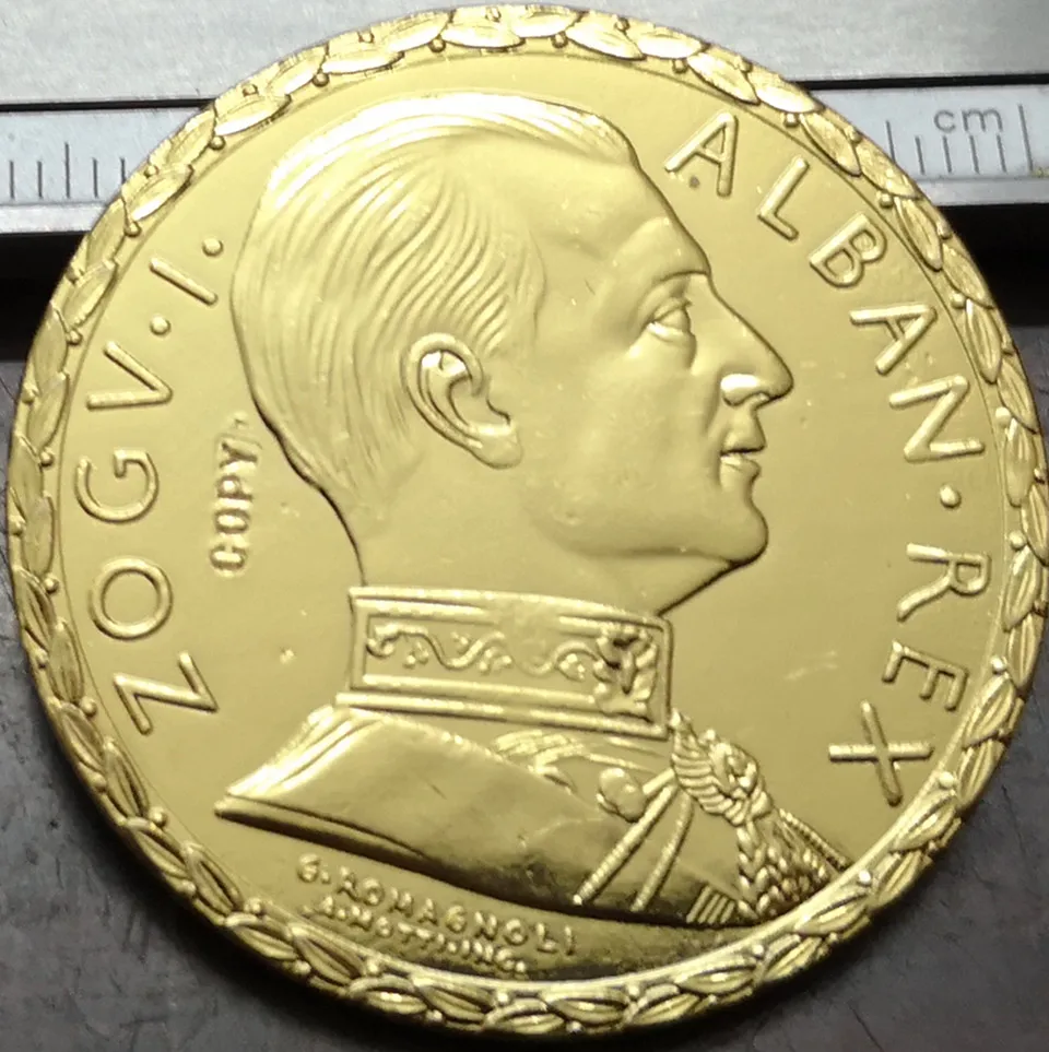 1928 Albania 100 Franga Ari Zog I prova узор Золотая копия монеты (тип 1)|Безвалютные монеты| |