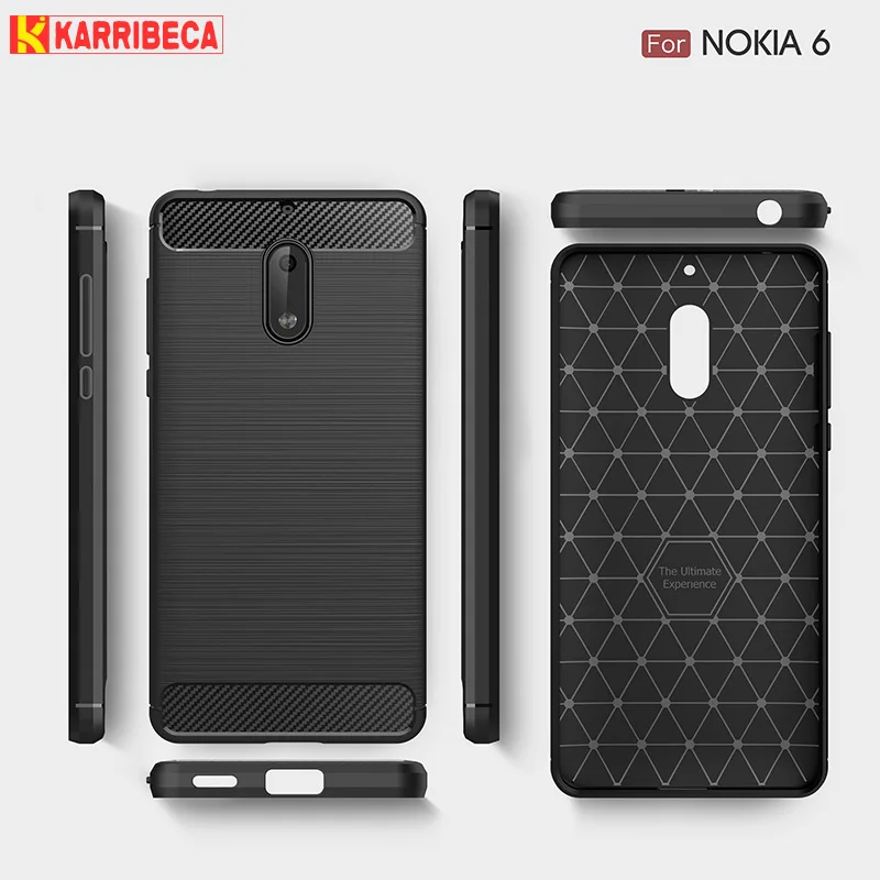 cheap Carbon fiber brushed silicone case for Nokia 6 funda hoesje shockproof armor tpu cover for Nokia6 etui coque tok kryt skal husa