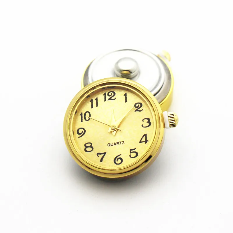 

Hot selling 10pcs Mix 18mm golden Watch Snap Buttons Charms Fit Ginger Snap Bracelet Women Bangles Necklace Jewelry