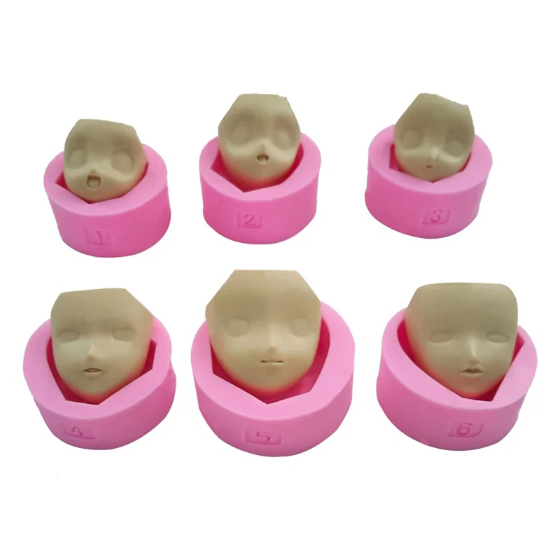 3D Dolls Baby Face Human Man Head Molds Silicone Soap Clay Mold DIY