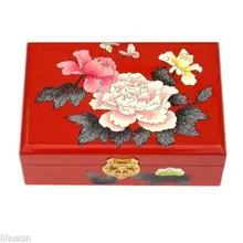 21*14*7,5 см китайский классический, ручной работы деревянные Лаки и вышивка пион 2 слоя шкатулка для ювелирных изделий