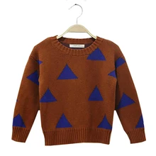 Новинка года; Весенняя детская одежда модный детский свитер для детей 1-5 лет детский пуловер с рисунком треугольника свитера для маленьких мальчиков и девочек