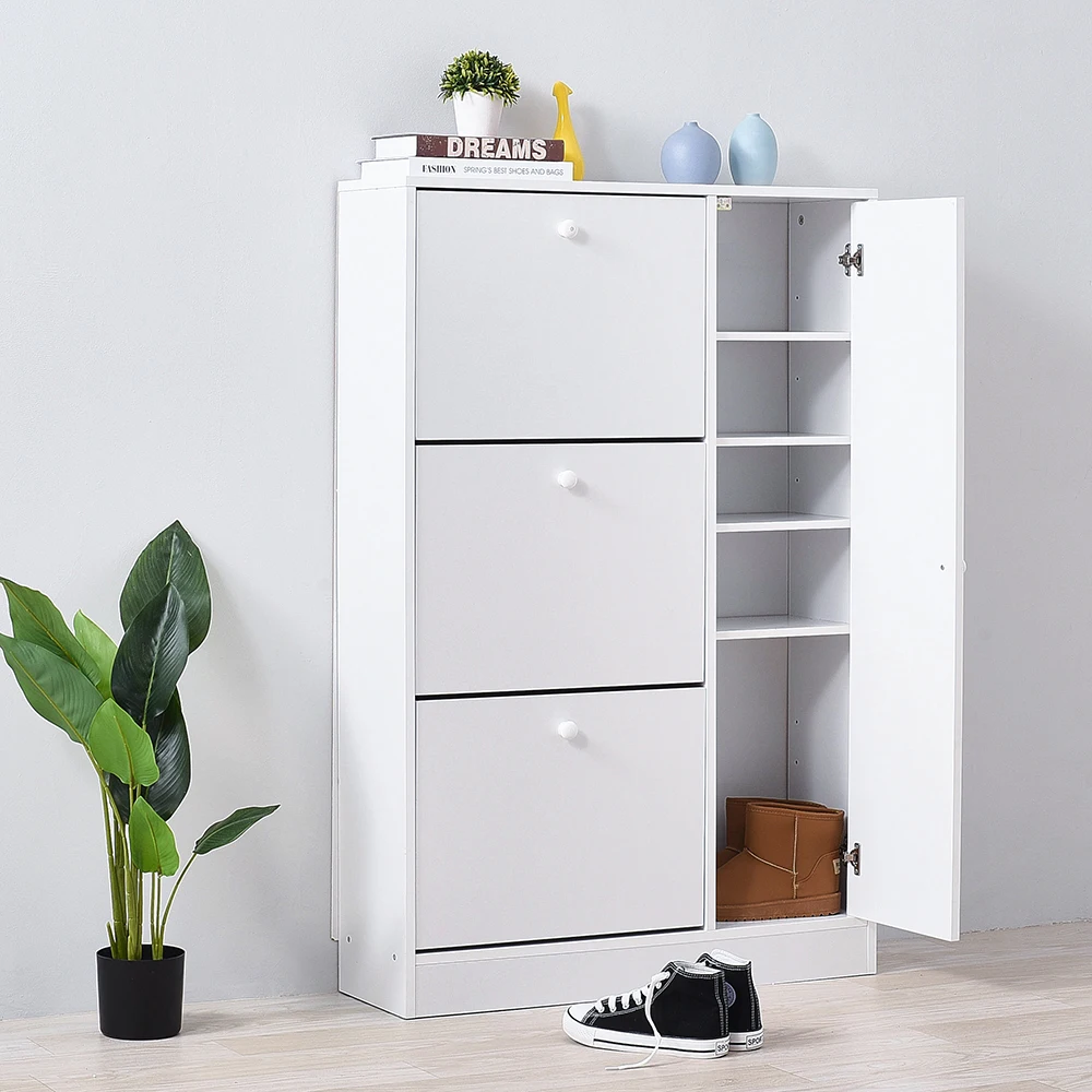 Panana خزانة خذاء مع 3 المقصورات مع رف رف المنزل المدخل معيشة التخزين المنظم