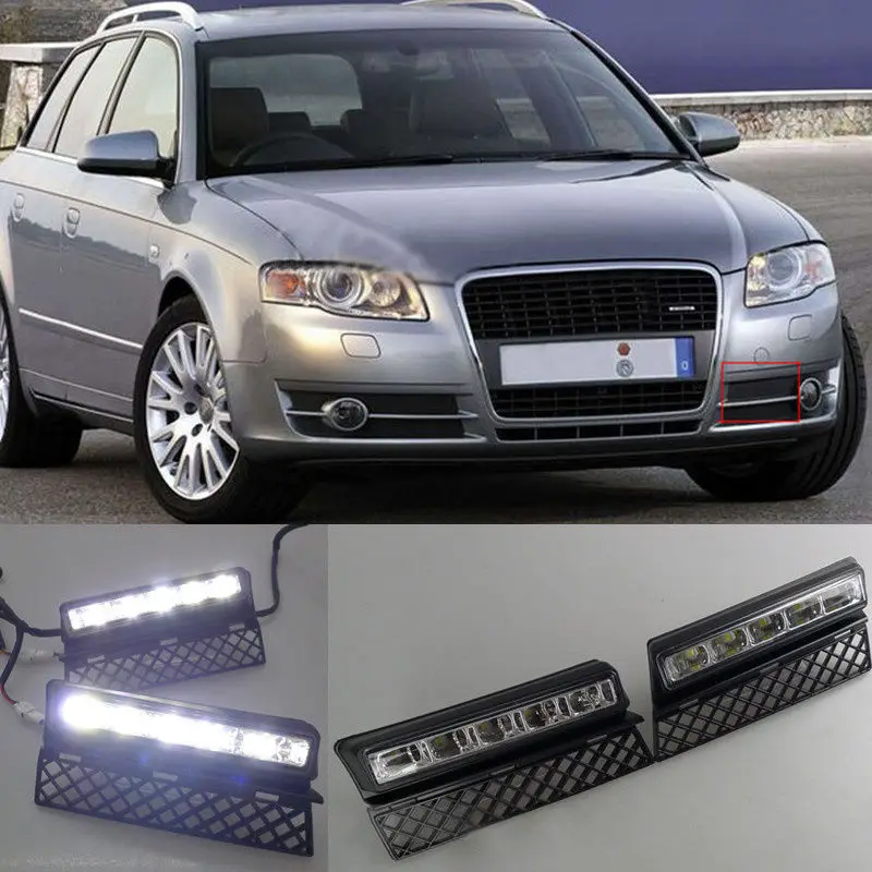 2PCS White LED DRL Daytime Running Light Driving lamp for Audi A4 2005-2008 | Автомобили и мотоциклы