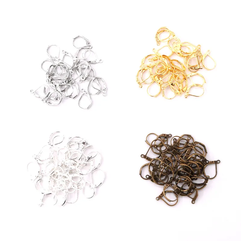 

100Pcs/lot Nickel Free and Lead Free Silver Gold Plated French Earring Hook Ear Wire Lever Back Open Loop DIY Jewelry Findings