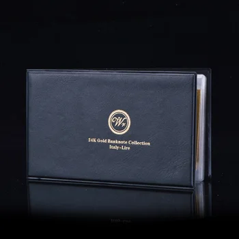 

7pcs Full Italy Lire Banknotes Set Colorful Gold Foil Banknotes Italian Currency Paper Money Collection With Leather Album