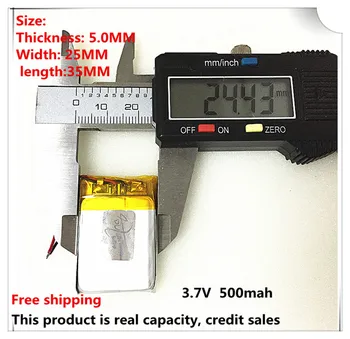 

10pcs [L051] 3.7V,500mAH,[502535] ; polymer lithium ion / Li-ion battery for GPS,mp3,mp4,mp5,dvd,bluetooth,model aircraft