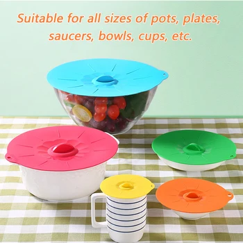 

Set of 5 Reusable silicone Microwave bowl cover cooking pot pan lid Cover-Silicone food wrap tools kitchen utensil universal