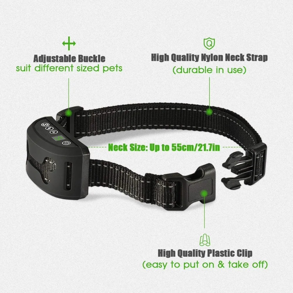 Ошейник против коры для собак водонепроницаемый перезаряжаемый Регулируемый 7 уровней чувствительности с функцией вибрации, звука для останова лая собака тренировочные ошейники