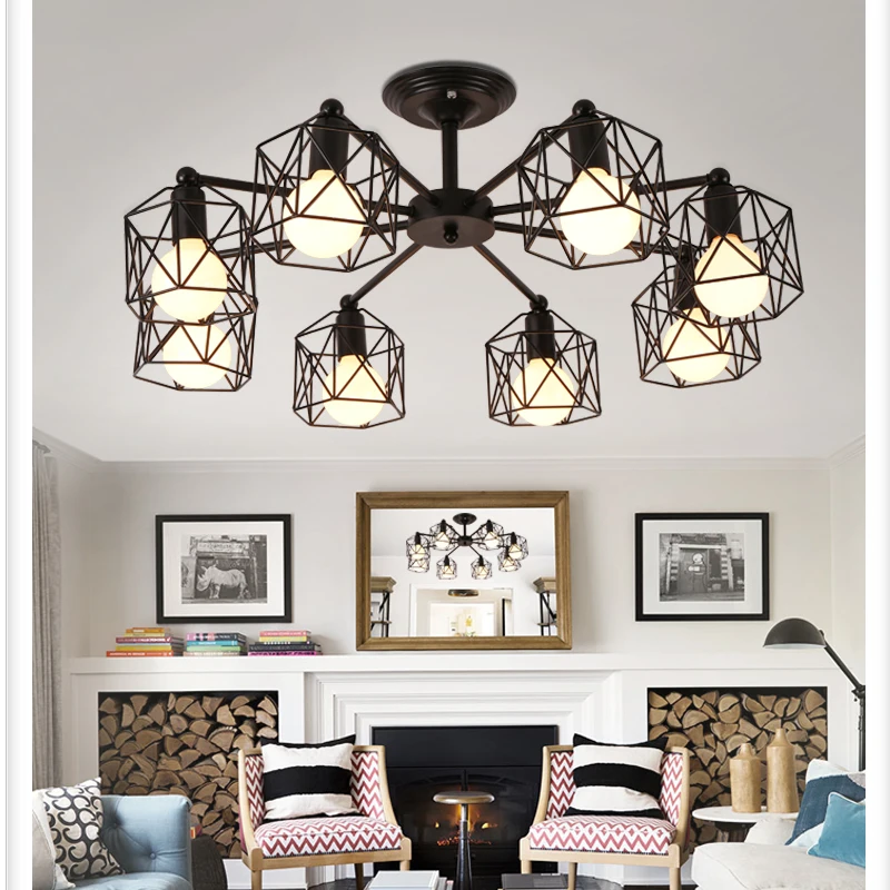 Creative Vintage Chandeliers Multiple Rod Wrought Iron Ceiling Lamp E27 Bulb Living Room Lamparas for Home Lighting Fixtures | Освещение