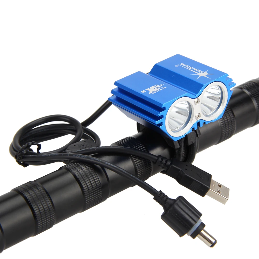 Cheap Waterproof Cycling Lamp 6000LM 2x XM-L T6 LED Bicycle Lights Dual Port  Head Front Bike Headlamp USB Port Torch No Battery 9